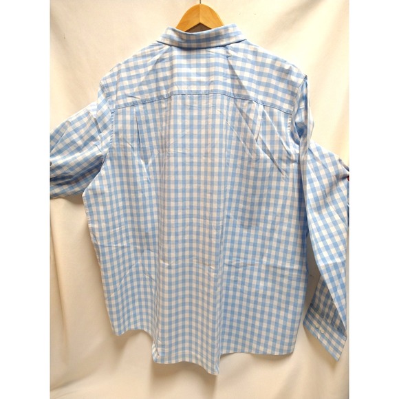 B&T MENS GEORGE LONG SLEEVE, BUTTON UP SHIRT NW/OT 3XL 54-56" BLUE & WHITE PLAID - Picture 2 of 9
